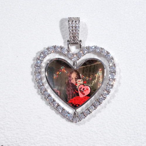3D Spinning 2-Faced Heart Custom Picture Pendant