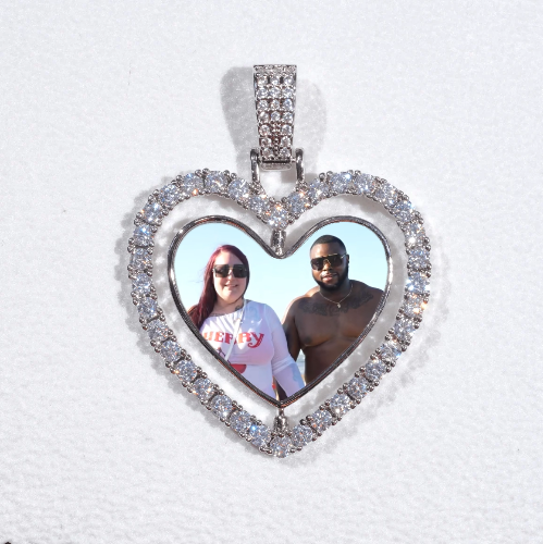 3D Spinning 2-Faced Heart Custom Picture Pendant