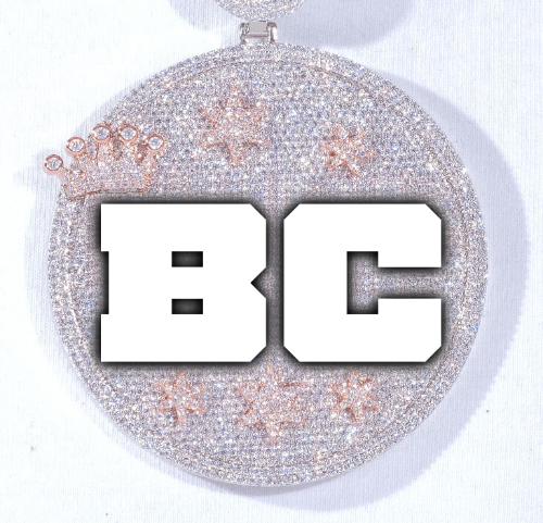 CUSTOM LETTER NECKLACE 3D BIG CROWN DISC