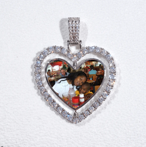 3D Spinning 2-Faced Heart Custom Picture Pendant