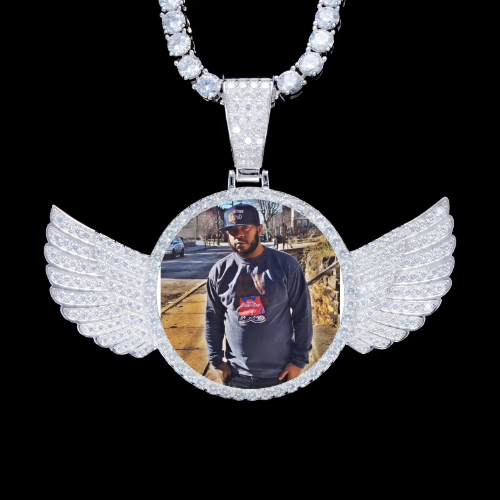 925S & VVS Moissanite 3D Wing Custom Picture Pendant