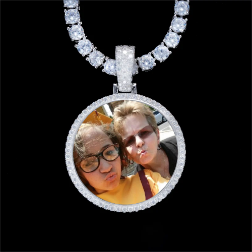 925S & VVS Moissanite 3D Circle Custom Picture Pendant