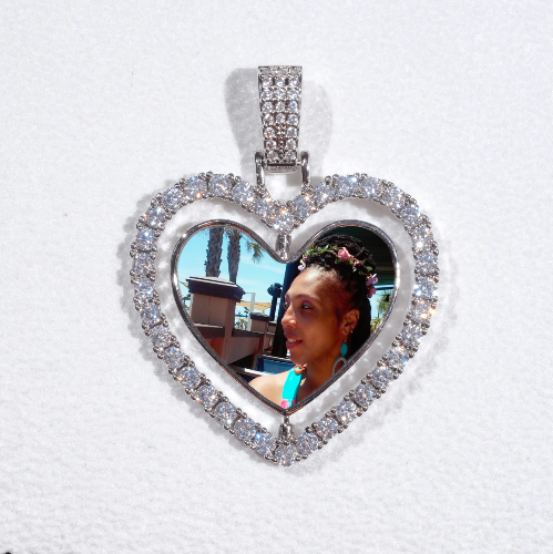 3D Spinning 2-Faced Heart Custom Picture Pendant