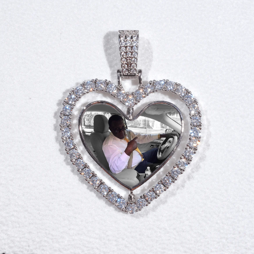 3D Spinning 2-Faced Heart Custom Picture Pendant