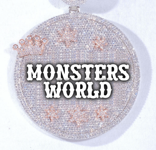 CUSTOM LETTER NECKLACE 3D BIG CROWN DISC