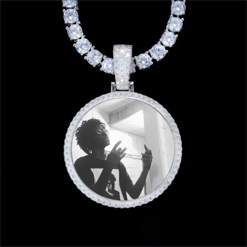925S & VVS Moissanite 3D Circle Custom Picture Pendant