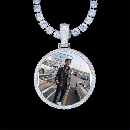925S & VVS Moissanite 3D Circle Custom Picture Pendant