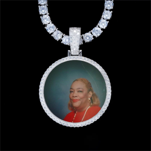 925S & VVS Moissanite 3D Circle Custom Picture Pendant