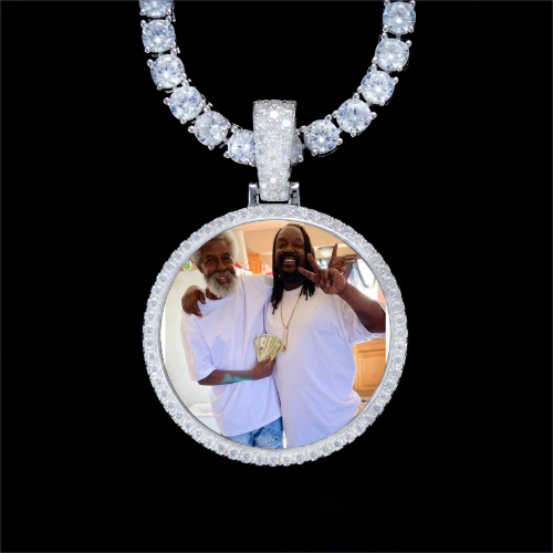 925S & VVS Moissanite 3D Circle Custom Picture Pendant
