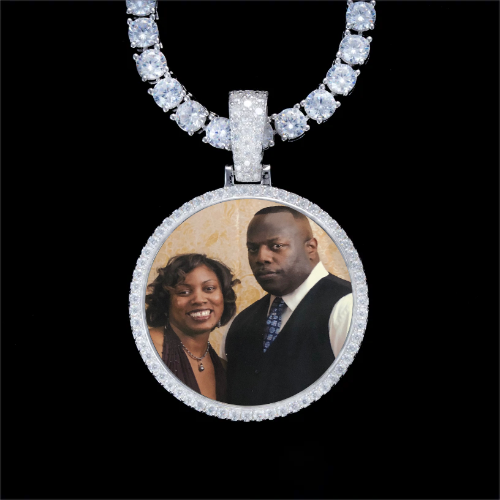 925S & VVS Moissanite 3D Circle Custom Picture Pendant