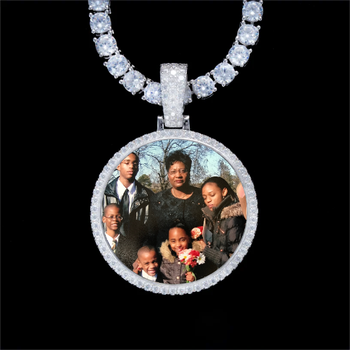 925S & VVS Moissanite 3D Circle Custom Picture Pendant