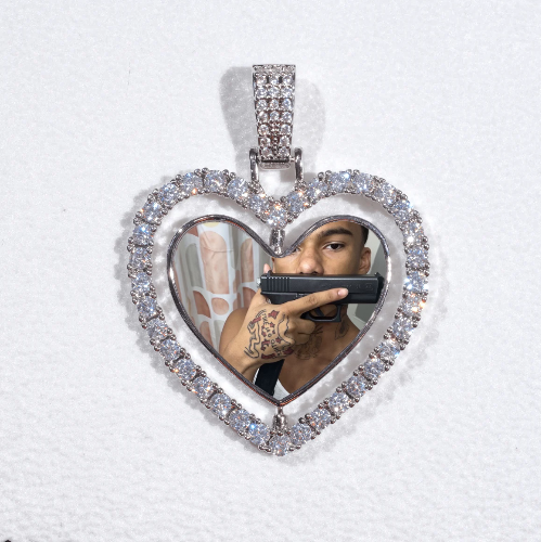 3D Spinning 2-Faced Heart Custom Picture Pendant