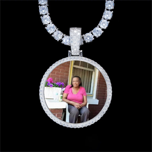 925S & VVS Moissanite 3D Circle Custom Picture Pendant
