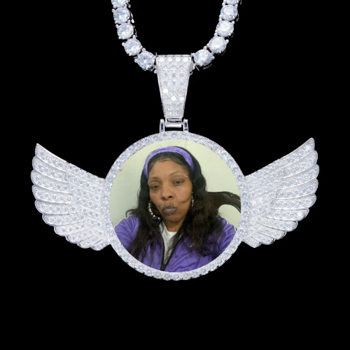 925S & VVS Moissanite 3D Wing Custom Picture Pendant