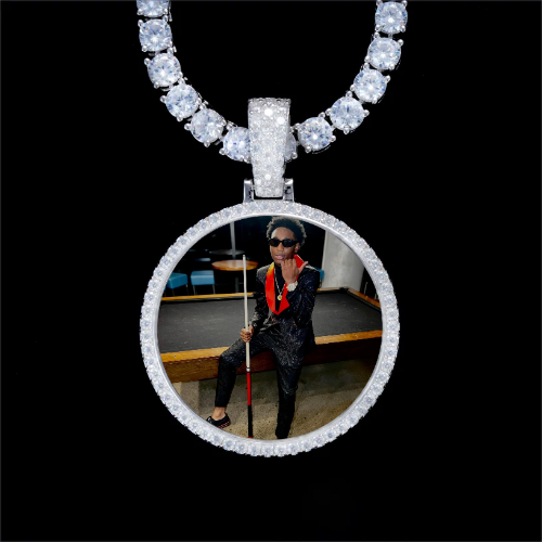 925S & VVS Moissanite 3D Circle Custom Picture Pendant