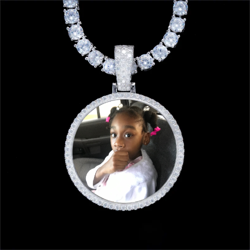 925S & VVS Moissanite 3D Circle Custom Picture Pendant