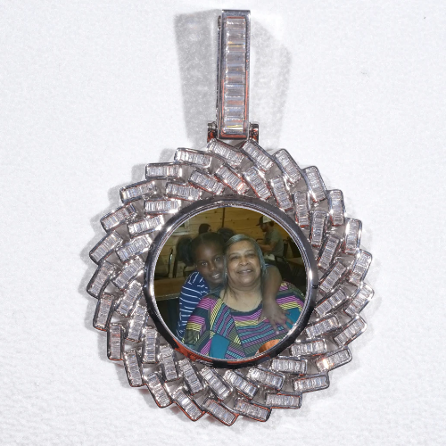 Large 3D Baguette Custom Picture Pendant