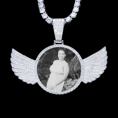 925S & VVS Moissanite 3D Wing Custom Picture Pendant