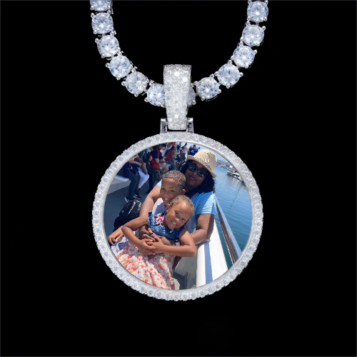 925S & VVS Moissanite 3D Circle Custom Picture Pendant