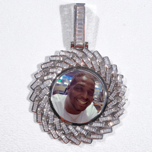 Large 3D Baguette Custom Picture Pendant