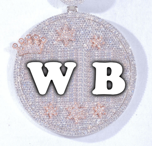 CUSTOM LETTER NECKLACE 3D BIG CROWN DISC