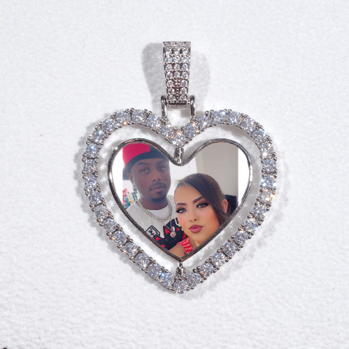 3D Spinning 2-Faced Heart Custom Picture Pendant