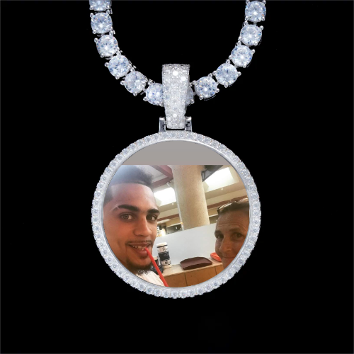 925S & VVS Moissanite 3D Circle Custom Picture Pendant