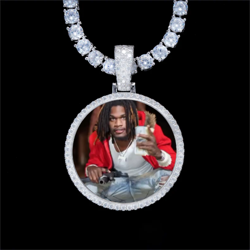 925S & VVS Moissanite 3D Circle Custom Picture Pendant