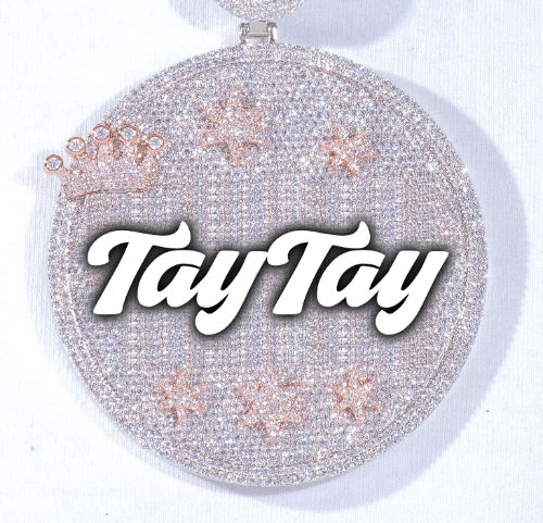 CUSTOM LETTER NECKLACE 3D BIG CROWN DISC