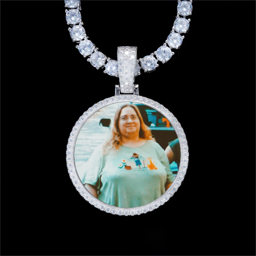 925S & VVS Moissanite 3D Circle Custom Picture Pendant