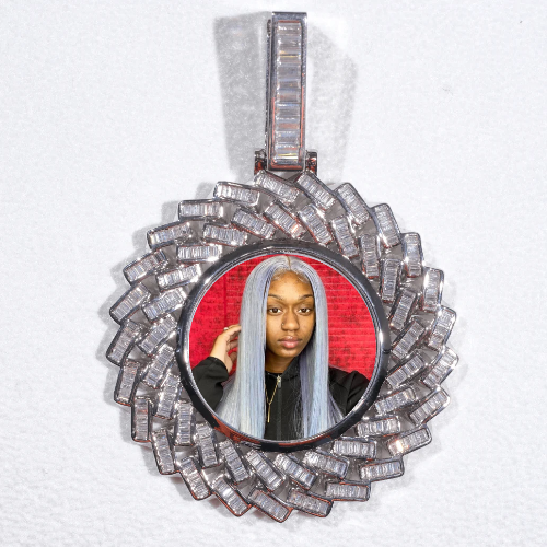 Large 3D Baguette Custom Picture Pendant