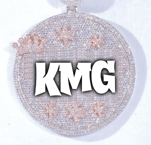CUSTOM LETTER NECKLACE 3D BIG CROWN DISC