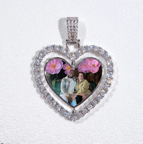 3D Spinning 2-Faced Heart Custom Picture Pendant