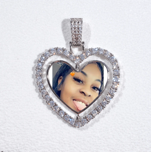3D Spinning 2-Faced Heart Custom Picture Pendant