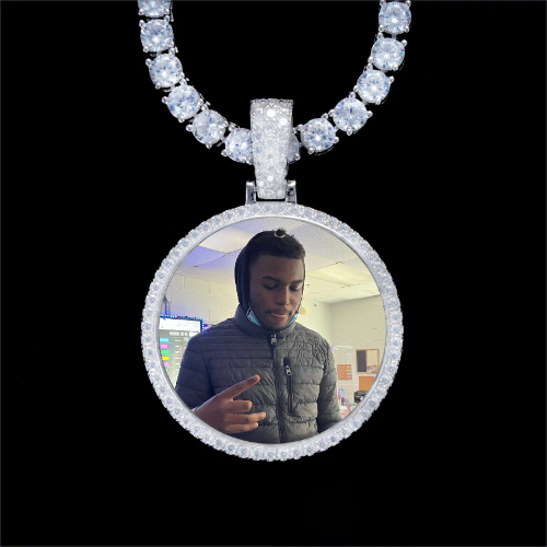 925S & VVS Moissanite 3D Circle Custom Picture Pendant
