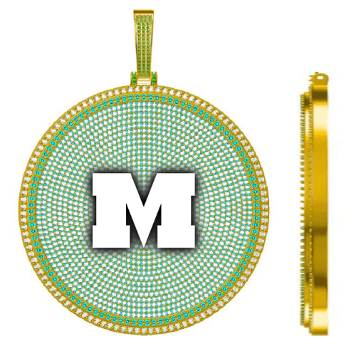 CUSTOM LETTER NECKLACE 3D BIG DISC