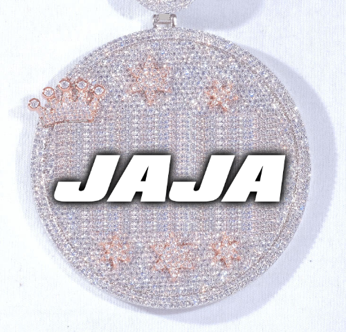 CUSTOM LETTER NECKLACE 3D BIG CROWN DISC