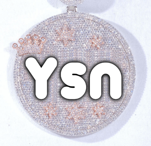 CUSTOM LETTER NECKLACE 3D BIG CROWN DISC