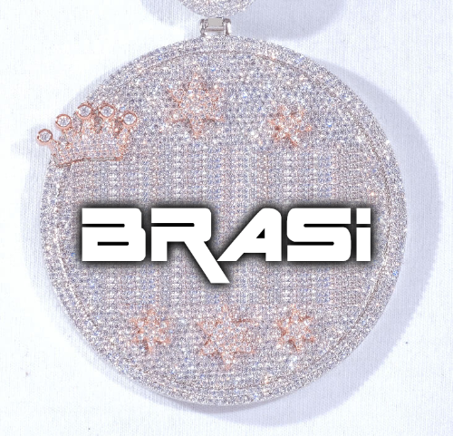 CUSTOM LETTER NECKLACE 3D BIG CROWN DISC