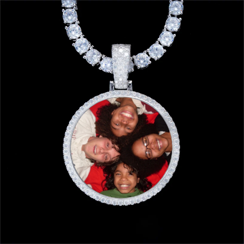 925S & VVS Moissanite 3D Circle Custom Picture Pendant