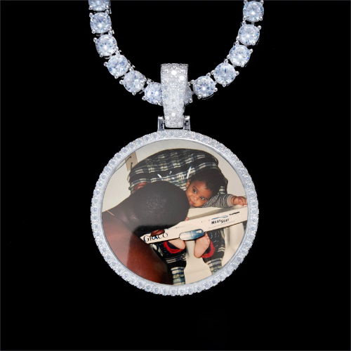 925S & VVS Moissanite 3D Circle Custom Picture Pendant