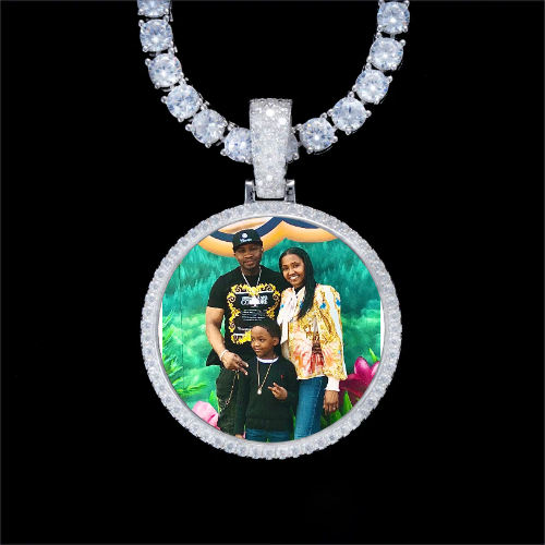 925S & VVS Moissanite 3D Circle Custom Picture Pendant