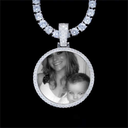 925S & VVS Moissanite 3D Circle Custom Picture Pendant