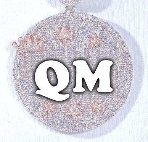 CUSTOM LETTER NECKLACE 3D BIG CROWN DISC