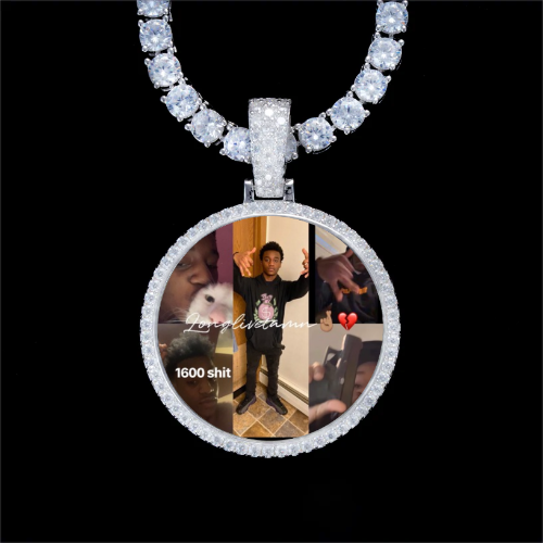 925S & VVS Moissanite 3D Circle Custom Picture Pendant