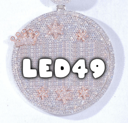 CUSTOM LETTER NECKLACE 3D BIG CROWN DISC