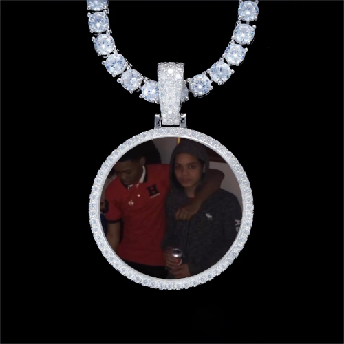 925S & VVS Moissanite 3D Circle Custom Picture Pendant