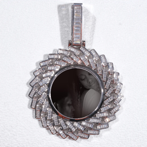 Large 3D Baguette Custom Picture Pendant