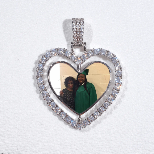 3D Spinning 2-Faced Heart Custom Picture Pendant