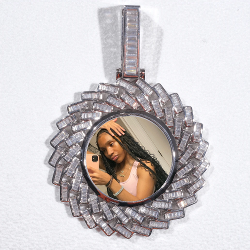 Large 3D Baguette Custom Picture Pendant